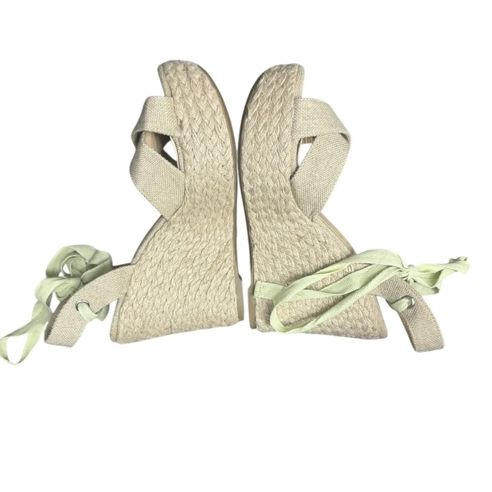 Lulus Esme Natural Lace-Up Espadrille Wedges Size 9